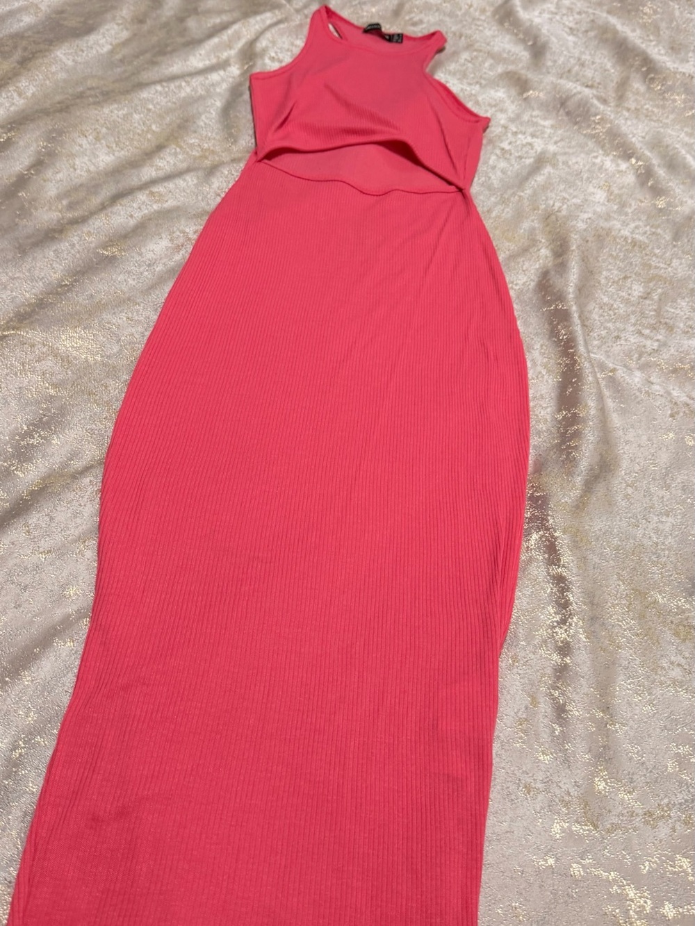 PrettyLittleThing Hot Pink Ribbed Maxi Dress